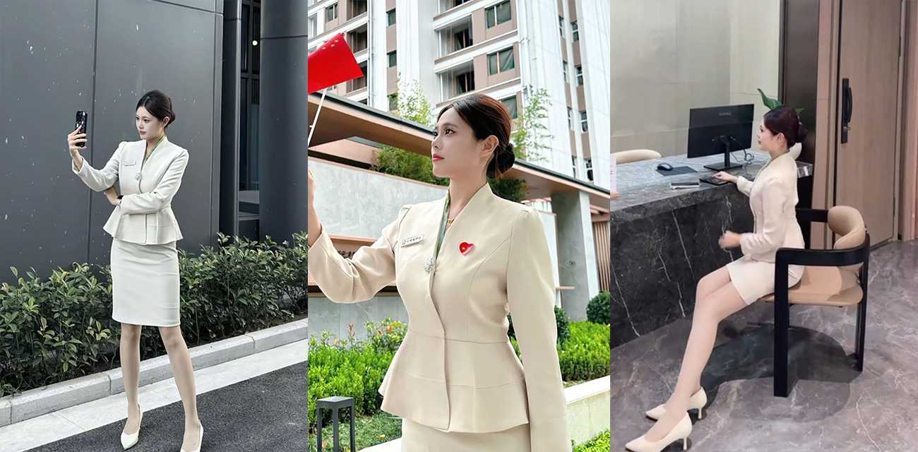 河北保定售楼小姐【刘雯】为事业献身客户，黑丝母狗露奶女仆装玩足交穿开裆撅腚挨操